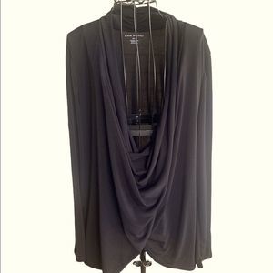 LANE BRYANT Draped Wrap Twist Front Black Top Size 14/16